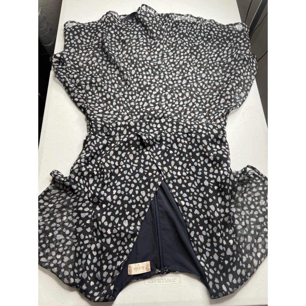 Altar'd State Black Heart Leopard Print Open Back Ruffle Romper Womens‎ Medium